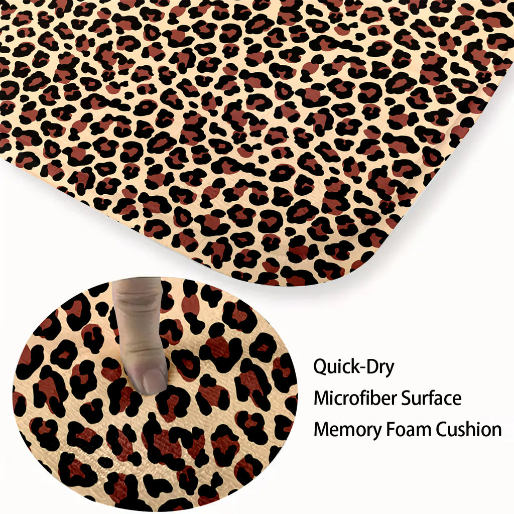 3pcs set Leopard Print Bathroom Mat, Bathroom Mat Set, Thickened Non-slip Quality Good machine washable Mat, Bathroom Decorations, Set includes Bath Rug, Contour Mat and Toilet Seat Cover Spring All-season Decoration