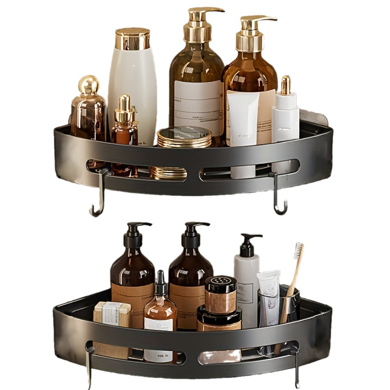 2pcs Space-Saving Triangle Corner Shelves - Durable Wall-Mounted Bathroom Organizer for Shampoo, Shower Gel & Cosmetics - Easy Install, Anti-Slip Design, Christmas\u002FHalloween Gift Decoration