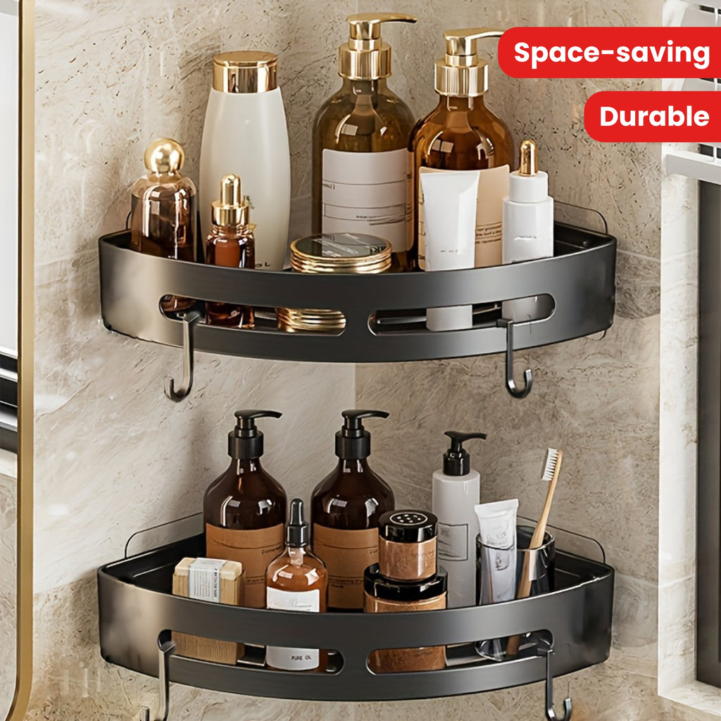 2pcs Space-Saving Triangle Corner Shelves - Durable Wall-Mounted Bathroom Organizer for Shampoo, Shower Gel & Cosmetics - Easy Install, Anti-Slip Design, Christmas\u002FHalloween Gift Decoration