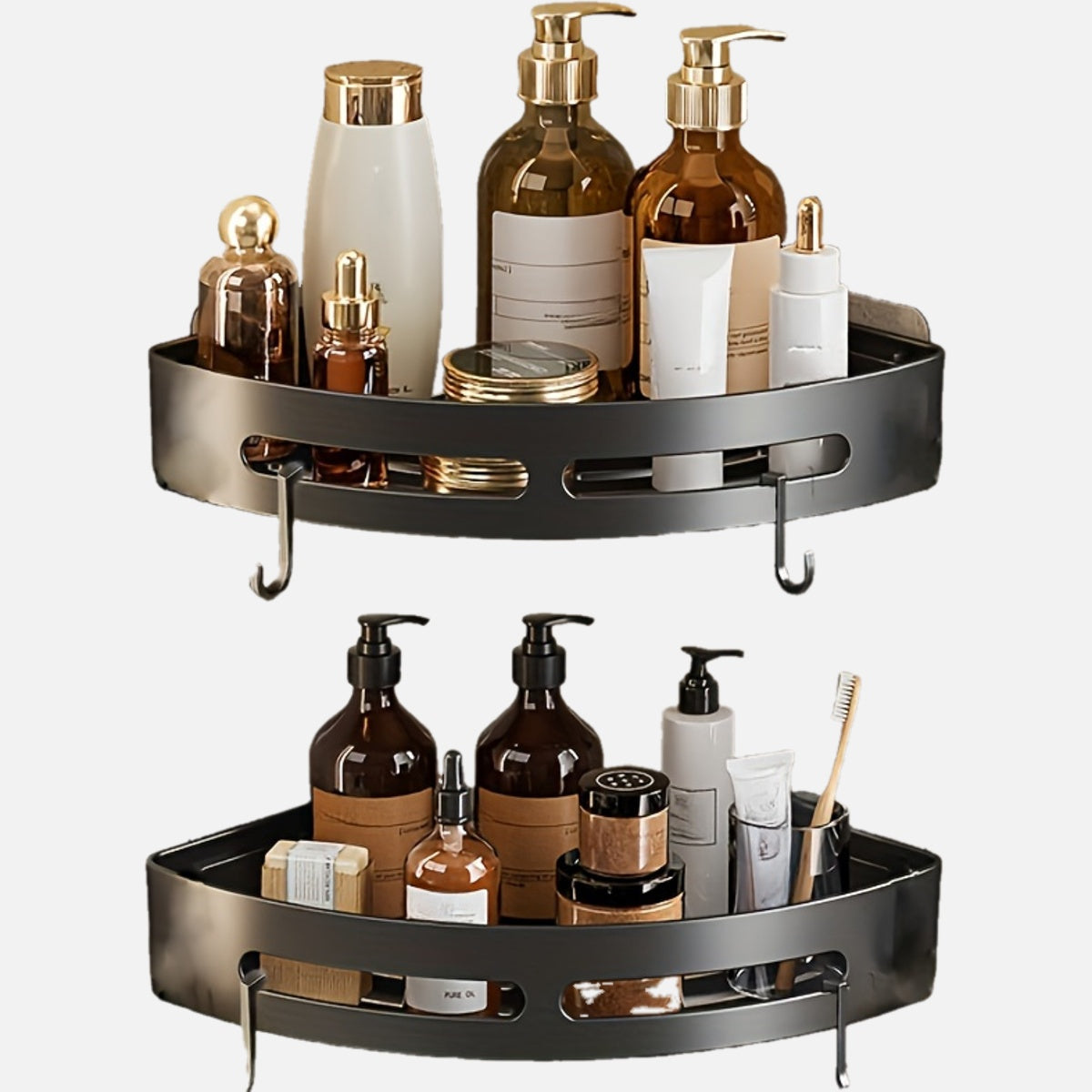 2pcs Space-Saving Triangle Corner Shelves - Durable Wall-Mounted Bathroom Organizer for Shampoo, Shower Gel & Cosmetics - Easy Install, Anti-Slip Design, Christmas\u002FHalloween Gift Decoration