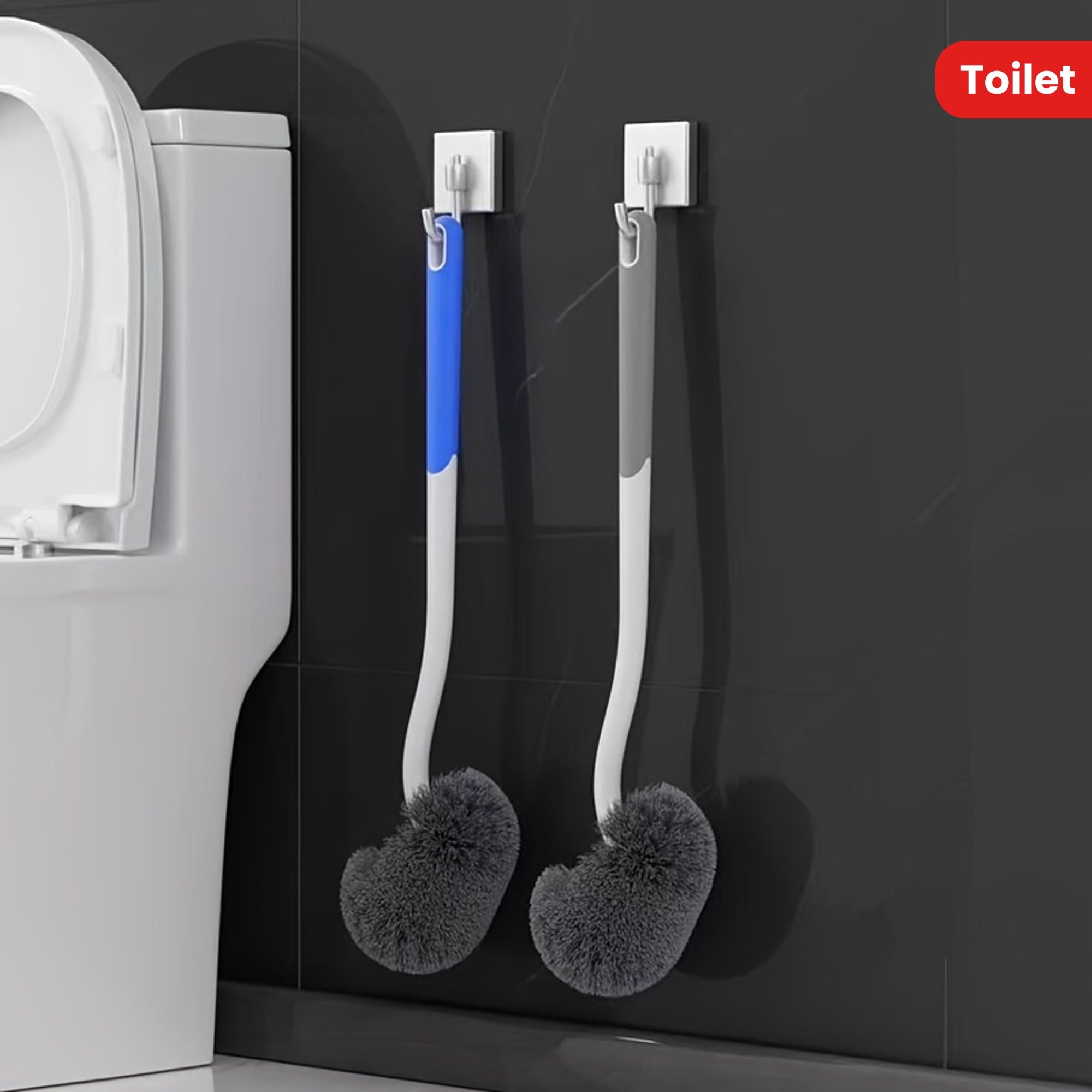 Ergonomic Non-Slip Toilet Brush - Reusable, Hygienic Bathroom Cleaning Tool with Durable Plastic Handle