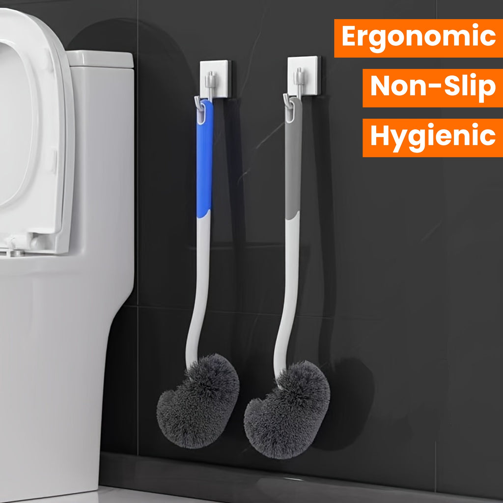 Ergonomic Non-Slip Toilet Brush - Reusable, Hygienic Bathroom Cleaning Tool with Durable Plastic Handle