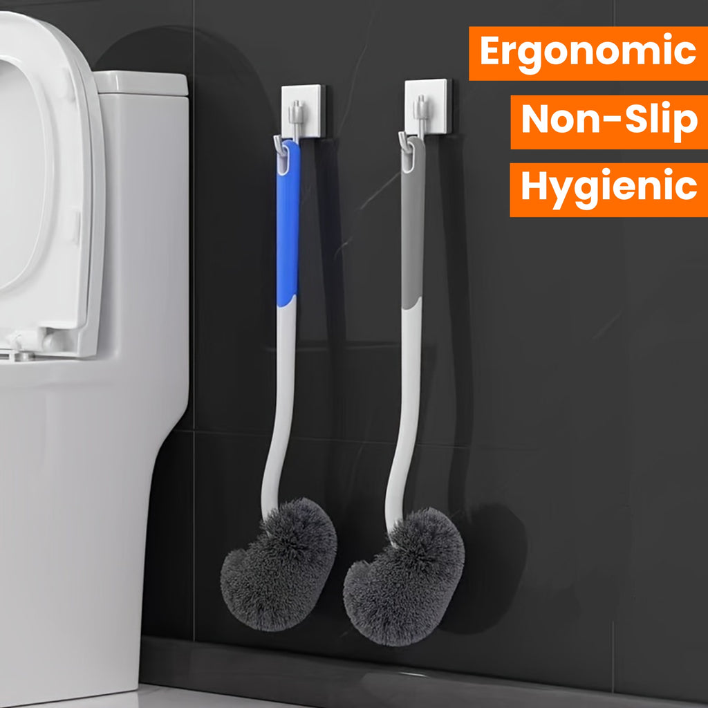 Ergonomic Non-Slip Toilet Brush - Reusable, Hygienic Bathroom Cleaning Tool with Durable Plastic Handle