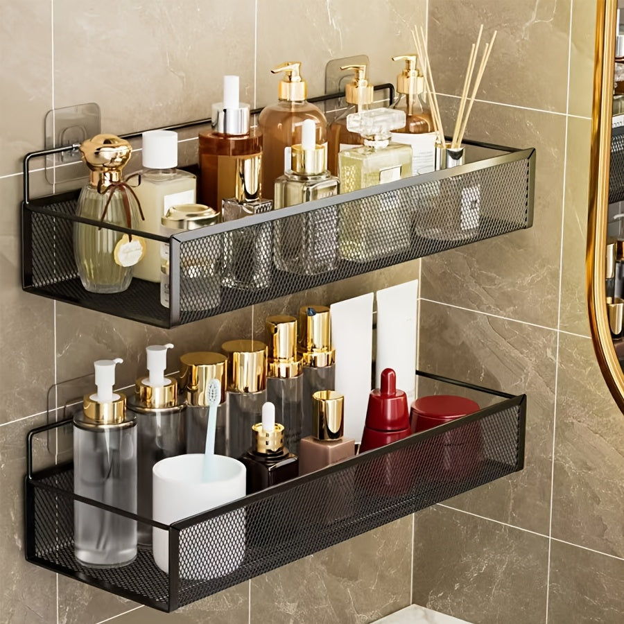 1pc Wall-Mounted Metal Shower Caddy, Lightweight No-Drill Bathroom Organizer Shelf for Shampoo and Soap Storage, Ideal for Kitchen and Bathroom Accessories, Non-Electric, Shower Caddie, Shower Caddies