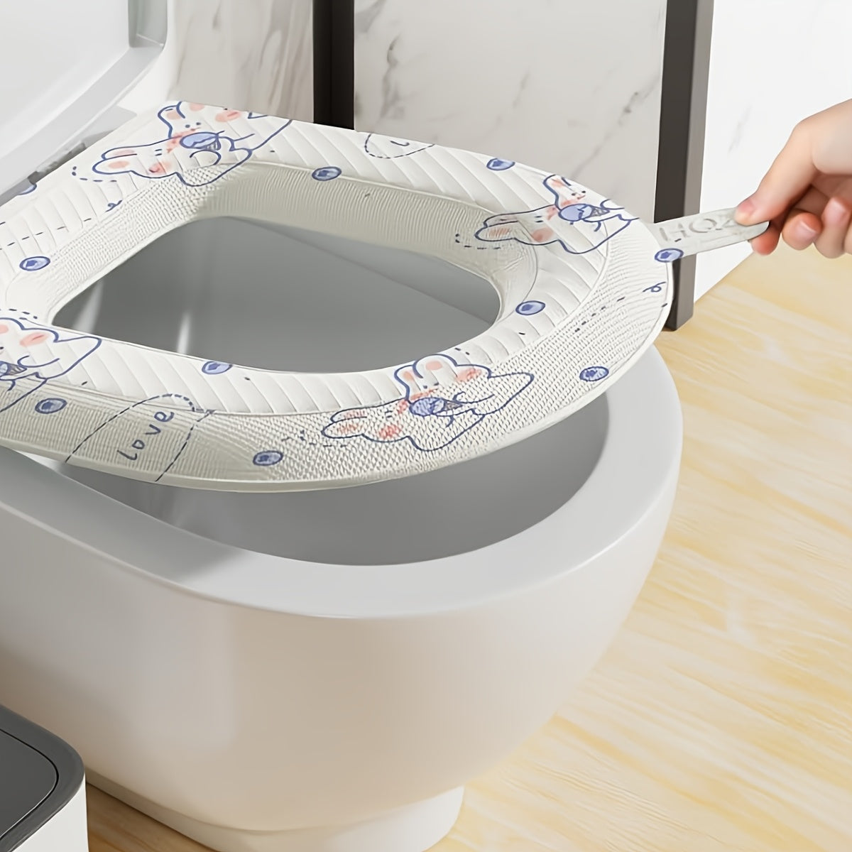 Waterproof Toilet Seat Cushion with Cute Bunny Design - Soft, Washable, Portable, All-Season Comfort for Home Use, Buttocks Comfort|Playful Design|Easy Installation