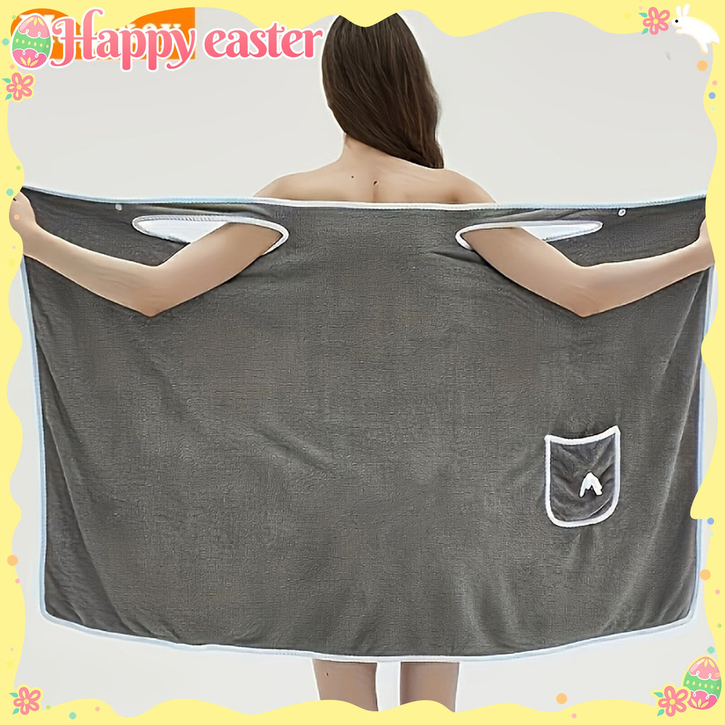 Large Soft Coral Fleece Bath Towel with Pocket - Absorbent & Quick-Dry, Lightweight & Durable for Beach, Home, and Bathroom Use, Perfect Holiday Gift for Halloween, Thanksgiving, Christmas, Quickdry Towel | Playful Design Towel | Durable Towel Fabric