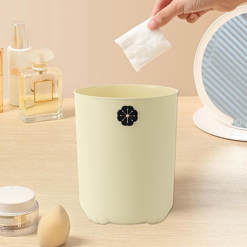 1pc Mini Desktop Trash Can Open-Top Plastic Office Wastebasket - Cylindrical Shape for Home and Office Use