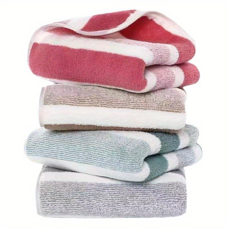1pc Super Soft Microfiber Quick-Dry Towel - 200 GSM 100% Polyester, Ultra Absorbent & Lightweight for Home, Travel, Pool - Machine Washable, Multiple Colors (Striped & Solid), Home Bathroom Essentials | Plush Texture | Durable Bath Linens, Bath Towels
