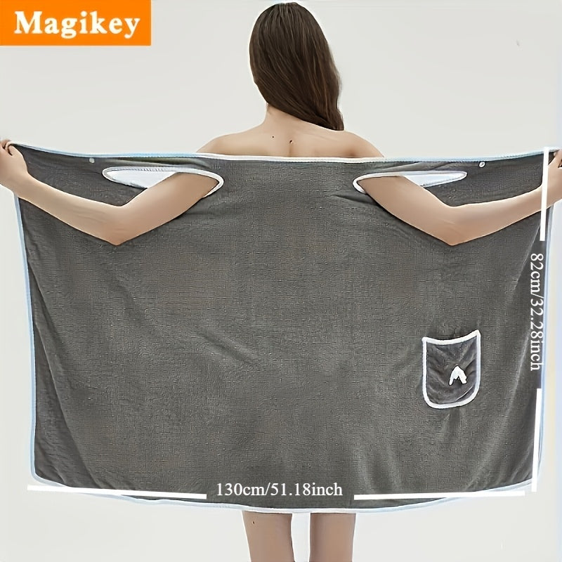 Large Soft Coral Fleece Bath Towel with Pocket - Absorbent & Quick-Dry, Lightweight & Durable for Beach, Home, and Bathroom Use, Perfect Holiday Gift for Halloween, Thanksgiving, Christmas, Quickdry Towel | Playful Design Towel | Durable Towel Fabric