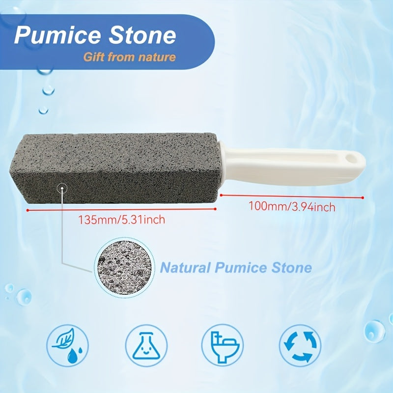 Pumice Stone Toilet Bowl Cleaner Brush - Stain Removal for Bathrooms, Patios & Poolside - Manual, Non-Scratch Cleaning Tool with Plastic Handle - Household Cleaning Essentials, Bathroom Cleaning Tool|Pumice Stone Brush|Nonstick Surface Brush