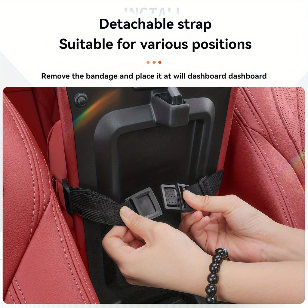 1pc PUPU PU Leather Car Tissue Box Holder, Multi-Functional Storage Organizer for Sun Visor, Seat Back, Armrest - Vehicle Interior Accessory