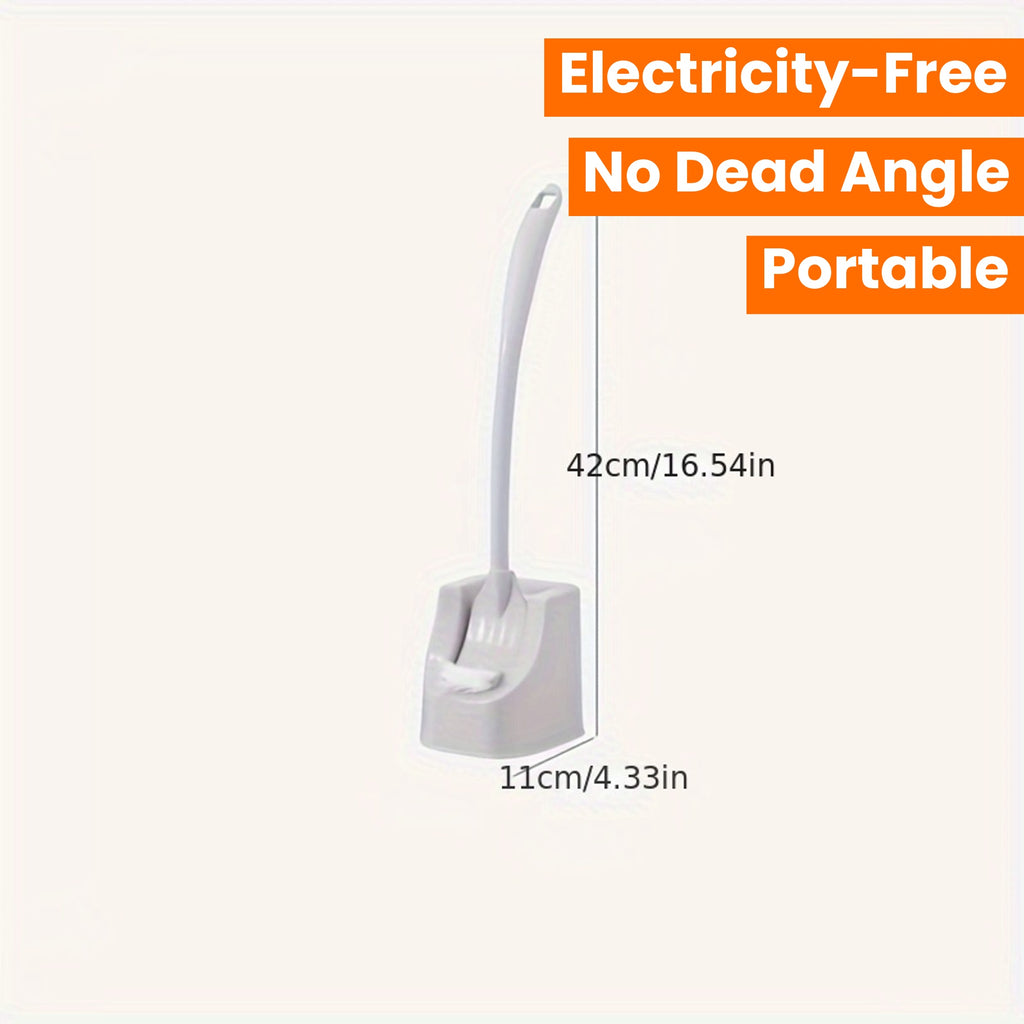 1 Set Soft Bristle Toilet Brush Set with Holder, Wall-Mounted Long Handle Bathroom Cleaning Brush, Portable Medium Firmness, Plastic Handle, No Dead Angle, Electricity-Free Cleaning Tool for Bathroom and Toilet