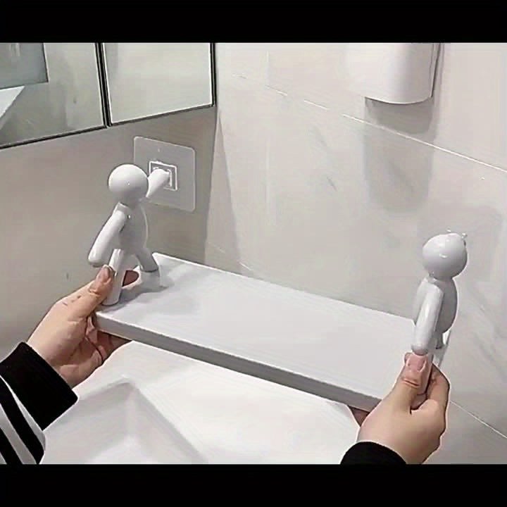 Chic Humanoid Wall-Mounted Storage Shelf - Modern Plastic Organizer for Kitchen & Bathroom
