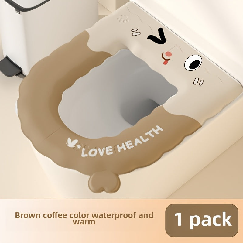 1pc Fit EVA Toilet Seat Cover, Thickened All-Season Waterproof Pad, Lightweight, Hand Wash Only, Comfortable Bathroom Accessory