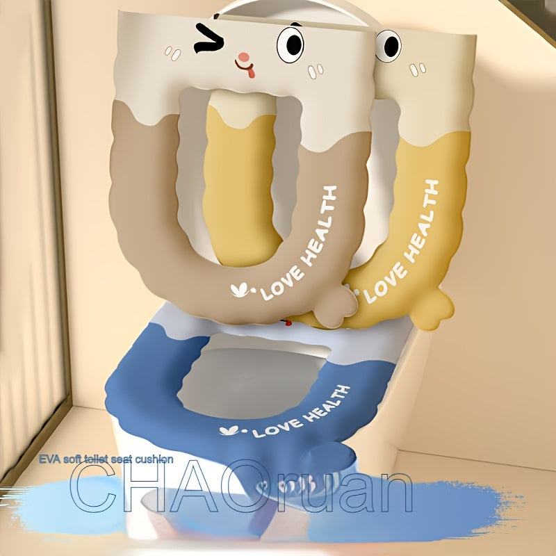 1pc Fit EVA Toilet Seat Cover, Thickened All-Season Waterproof Pad, Lightweight, Hand Wash Only, Comfortable Bathroom Accessory