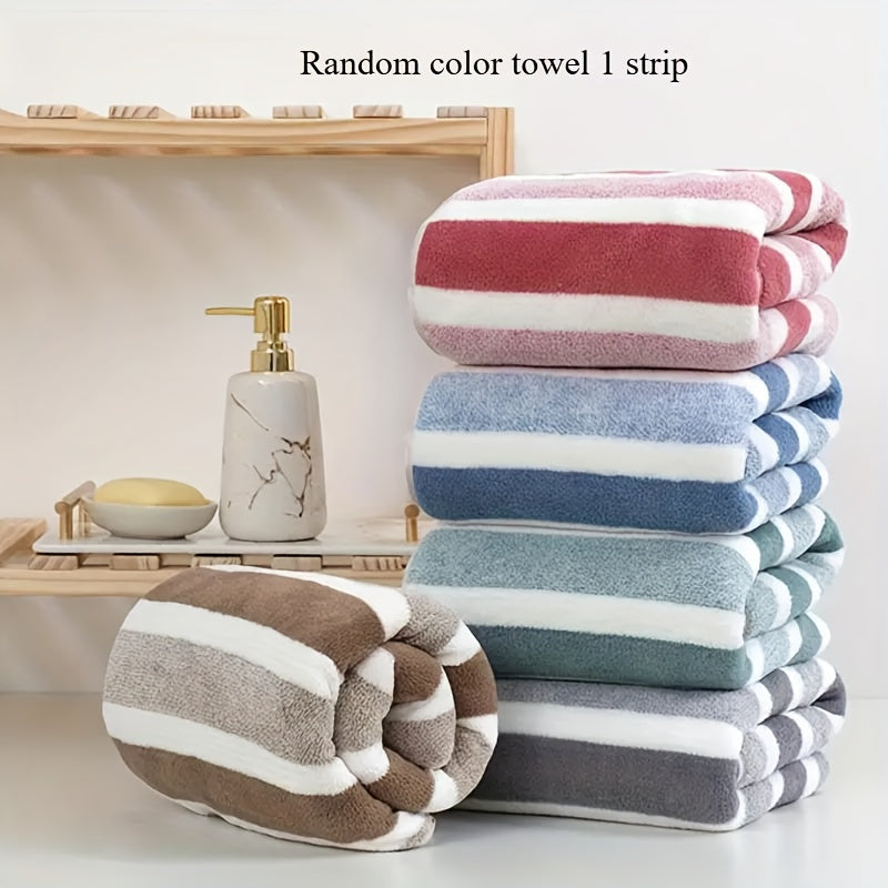 1pc Extra Large Lightweight Beach Towel and Bath Towel, Soft Striped Polyester Blend, Hand Wash Only, Tropical Style, Suitable for Adults, Pools, Travel, Camping, Cruise Ship Accessories - Seaside Towel