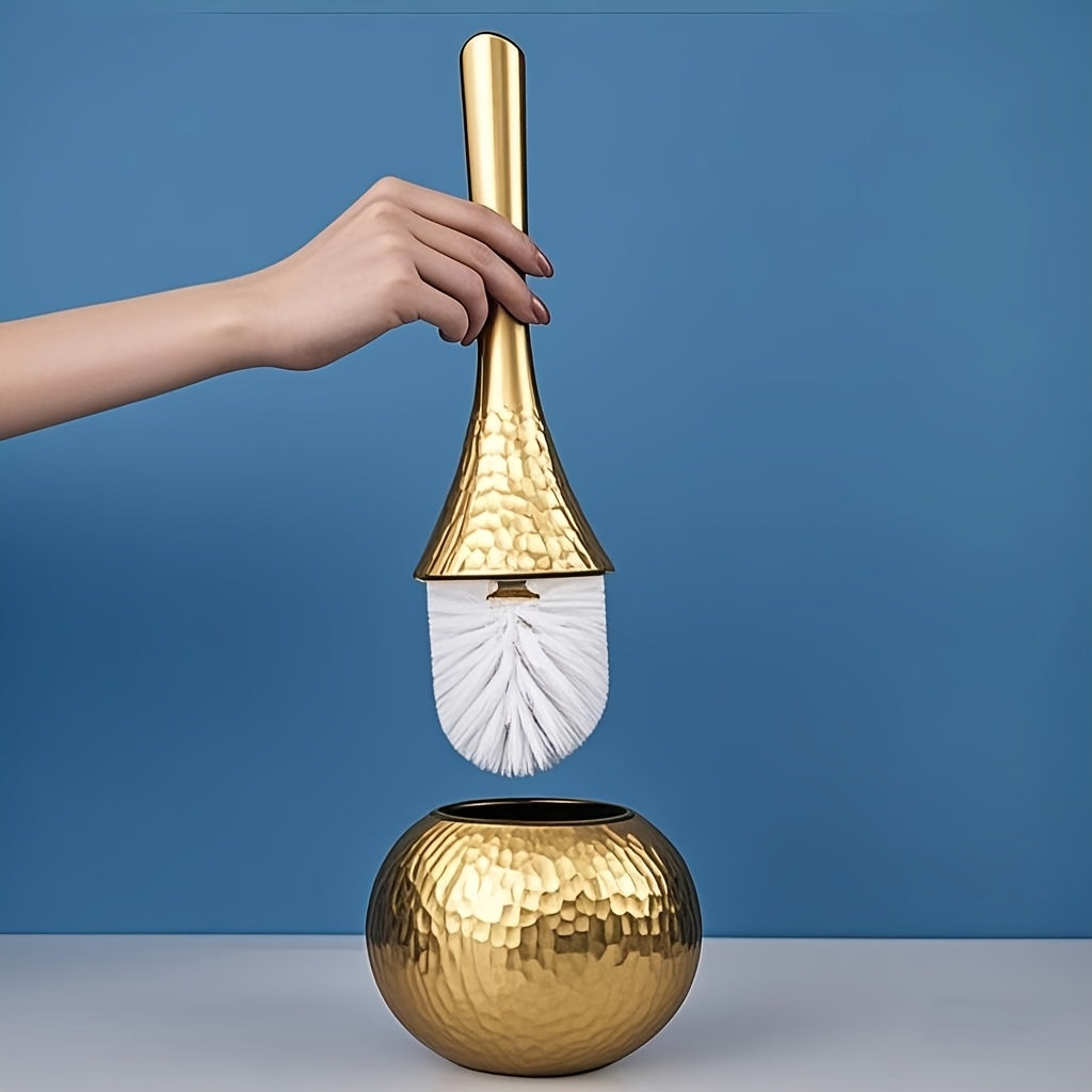 Luxurious Golden Toilet Brush with Long Handle - Elegant White Bristles, Ideal for Bathroom and Home Cleaning, Home Hygiene Essentials|Elegant Toilet Brush|Durable Plastic Brush