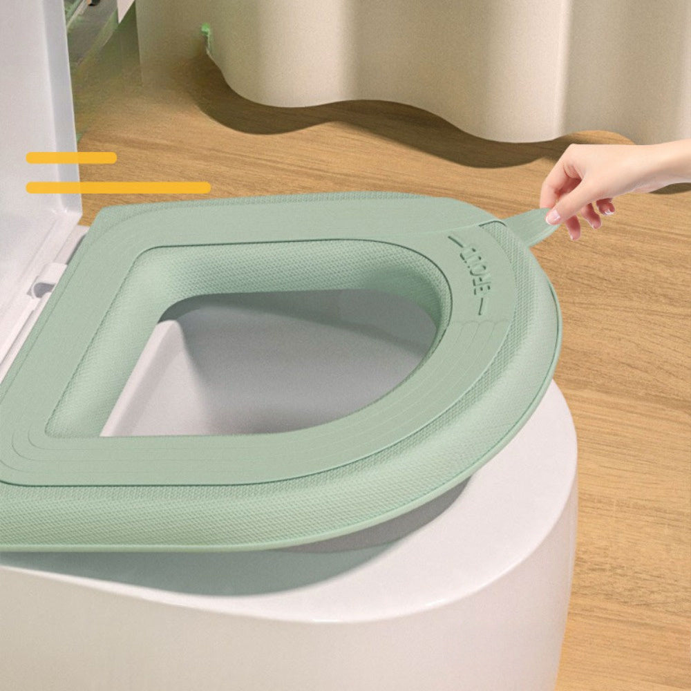 Mint Green Toilet Seat Cover Warmer - Soft, Scrubbable Cushion with Ribbed Texture & Handles for Easy Installation, Comfortable Fit, and Enhanced Hygiene, Toilet Seat Cushion