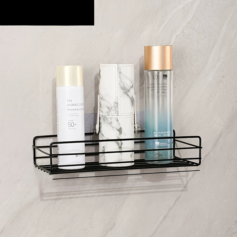 1pc Wall-Mounted Wrought Iron Bathroom Shelf, Rust-Proof Indoor Shower Caddy, with Non-Drilled Adhesive, for Shower Storage Organizer