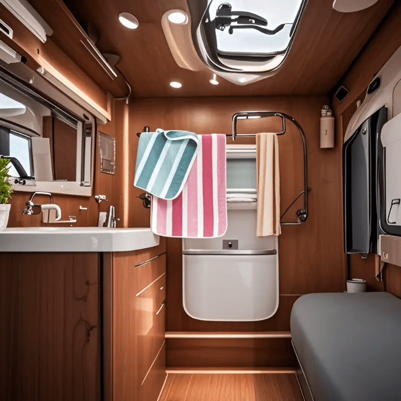 Simple coral velvet stripe towel bath towel set, RV shower supplies, strong water absorption, soft and Light Beige-friendly, no lint