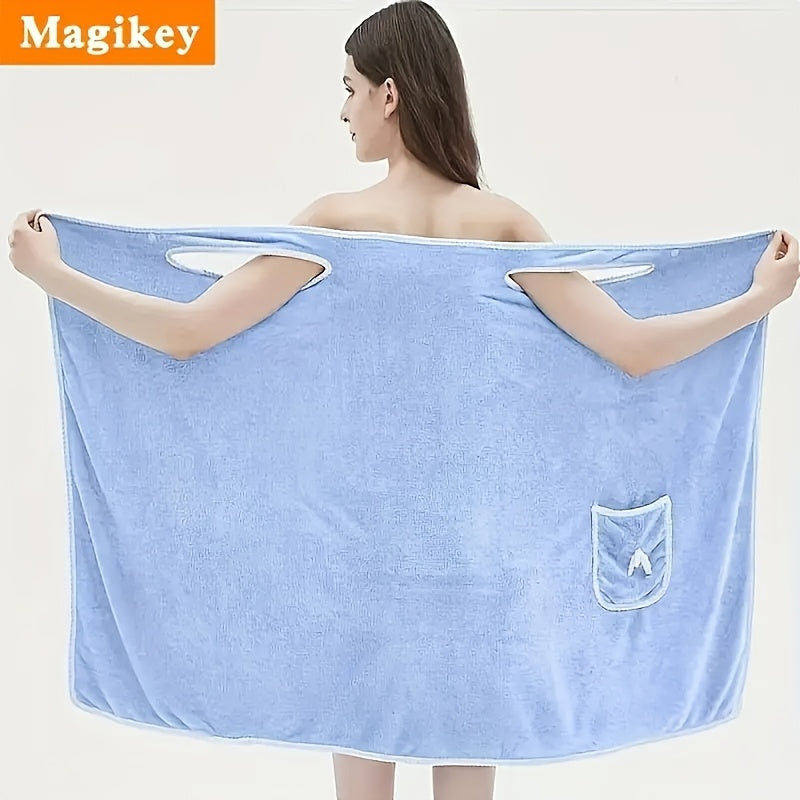 Large Soft Coral Fleece Bath Towel with Pocket - Absorbent & Quick-Dry, Lightweight & Durable for Beach, Home, and Bathroom Use, Perfect Holiday Gift for Halloween, Thanksgiving, Christmas, Quickdry Towel | Playful Design Towel | Durable Towel Fabric