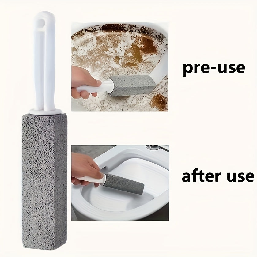 Pumice Stone Toilet Bowl Cleaner Brush - Stain Removal for Bathrooms, Patios & Poolside - Manual, Non-Scratch Cleaning Tool with Plastic Handle - Household Cleaning Essentials, Bathroom Cleaning Tool|Pumice Stone Brush|Nonstick Surface Brush