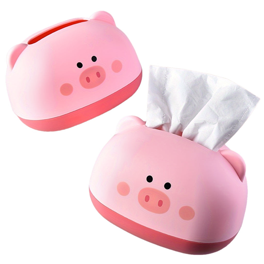 Cute Piggy-Shaped Tissue Box Holder - Durable Plastic, Multi-Functional Desktop Organizer for Home & Commercial Use, 1pc, Tissue Box