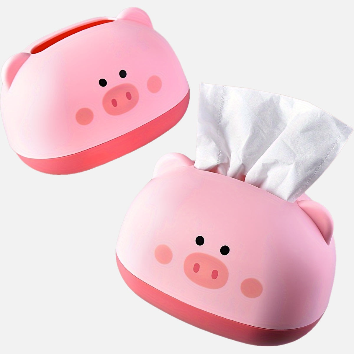 Cute Piggy-Shaped Tissue Box Holder - Durable Plastic, Multi-Functional Desktop Organizer for Home & Commercial Use, 1pc, Tissue Box