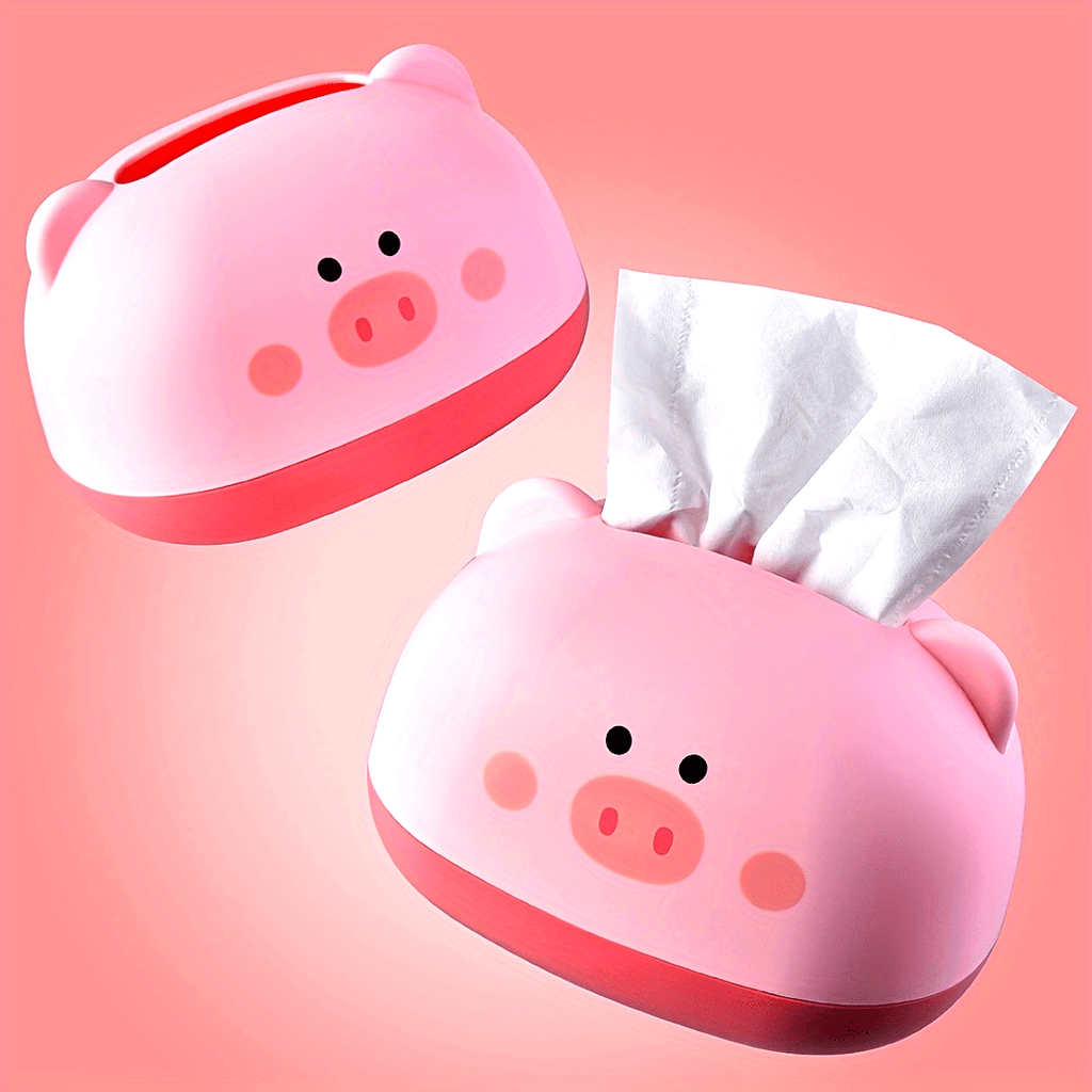 Cute Piggy-Shaped Tissue Box Holder - Durable Plastic, Multi-Functional Desktop Organizer for Home & Commercial Use, 1pc, Tissue Box