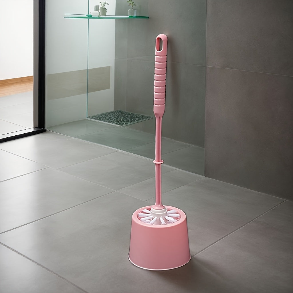 Efficient Long Handle Toilet Brush Set with Pink Grip - Blind Spot Design, Thorough Cleaning, Perfect for Bathroom\u002FKitchen Surfaces, Toilet Brush and Holder Set