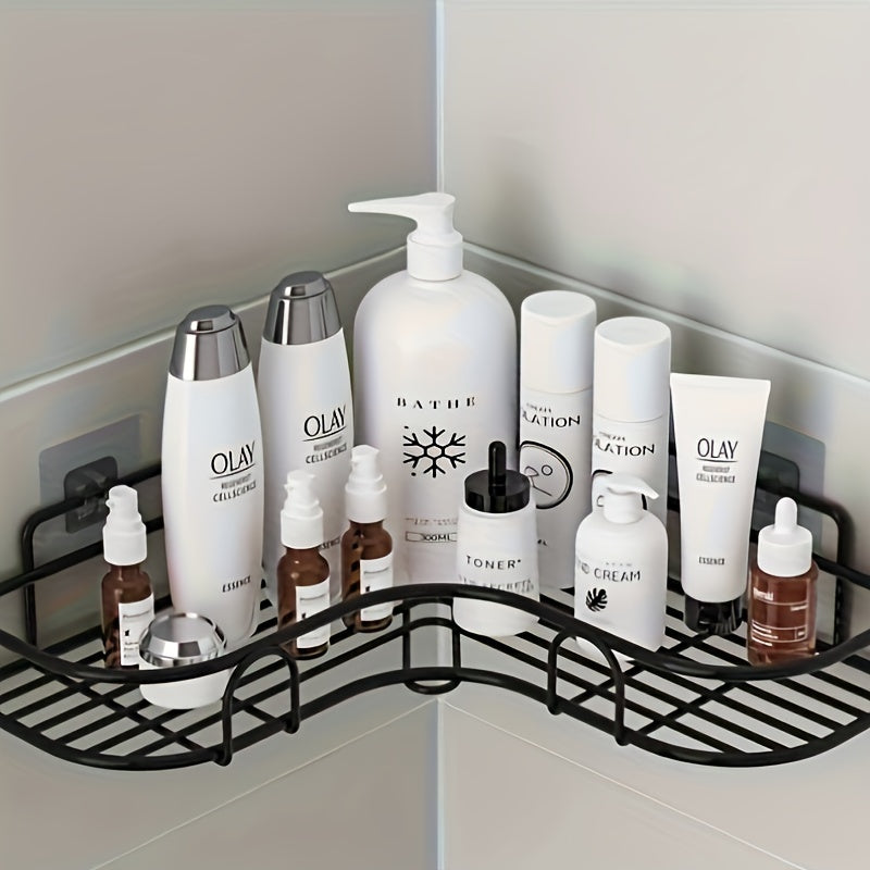 No-Drill Wall-Mounted Shower Shelf - Rustproof Metal Bathroom & Kitchen Storage Rack for Shampoo, Conditioner, and Essentials - Easy Installation, Ideal for Home and Hotel Use, RV Interior Accessory, Bathroom Organizers And Storage