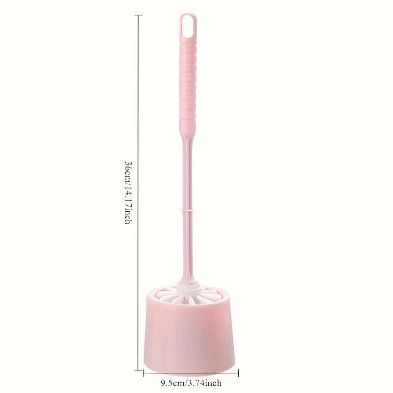 Efficient Long Handle Toilet Brush Set with Pink Grip - Blind Spot Design, Thorough Cleaning, Perfect for Bathroom\u002FKitchen Surfaces, Toilet Brush and Holder Set