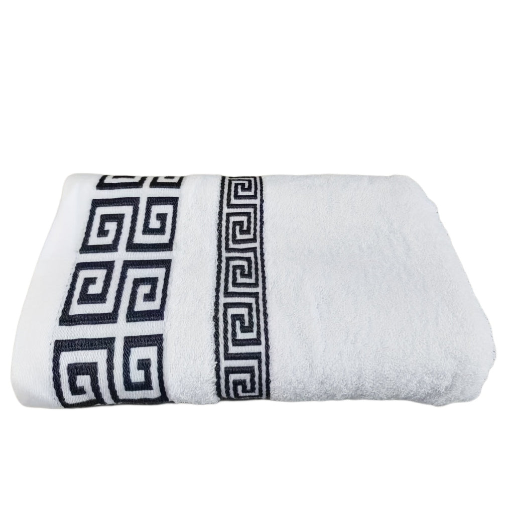 Luxurious Pure Cotton Geometric Pattern Towel - Soft, Absorbent, Quick-Dry for Bath or Face, 13.39x29.53inch or 27.56x55.12inch, Black with Golden Thread, Modern Design, Hand Wash Only, Bath Towels