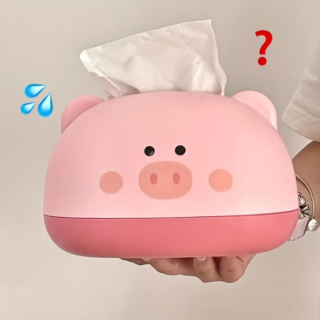 Cute Piggy-Shaped Tissue Box Holder - Durable Plastic, Multi-Functional Desktop Organizer for Home & Commercial Use, 1pc, Tissue Box