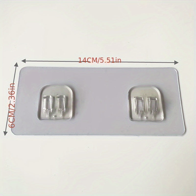 No-Drill Double-Row Bathroom Shelf with 4 Seamless Hooks & Adhesive Clips – Easy Install, Black Plastic Design for Organized Storage of Toiletries and Accessories, Utility Hook, Utility Hooks