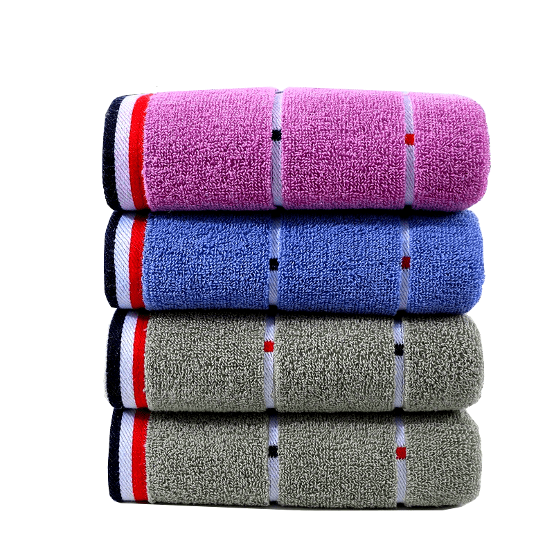 1pc Ultra-Absorbent Thick Towel for Adults - Pink, Blue & Gray Striped Design - Perfect for Face, Sweat, Outdoor & Camping Use - Modern Rectangular Hand or Dry Clean Towel