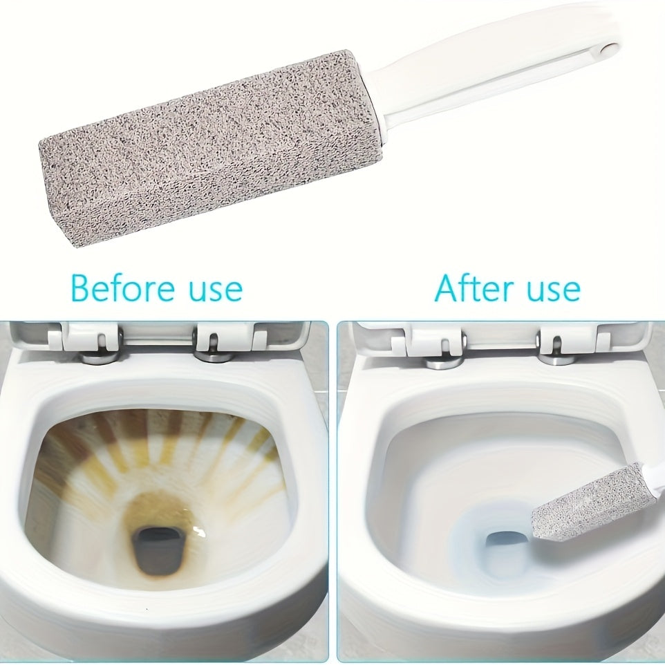 Pumice Stone Toilet Bowl Cleaner Brush - Stain Removal for Bathrooms, Patios & Poolside - Manual, Non-Scratch Cleaning Tool with Plastic Handle - Household Cleaning Essentials, Bathroom Cleaning Tool|Pumice Stone Brush|Nonstick Surface Brush