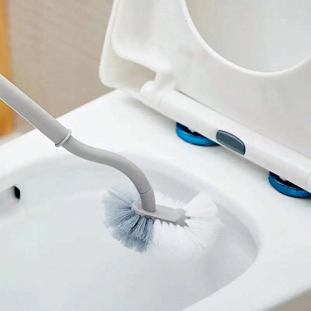 1 Ergonomic C-Shaped Long Handle Toilet Brush - Manual Deep Clean for Bathroom, Kitchen, Bedroom, Car - Reusable, Portable, No Power Required, with Groove Cleaning Head