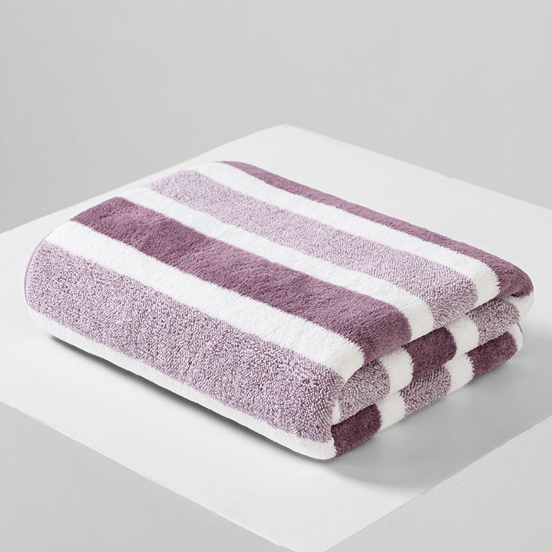 1pc Modern Striped Polyester Blend Bath Towel - Absorbent, Soft & Plush, Perfect for Beach, Bathroom & Home Decor, Ideal Father'S Day & Mother'S Day Gift, Bathroom Towel | Modern Bathroom Decor | Polyester Blend