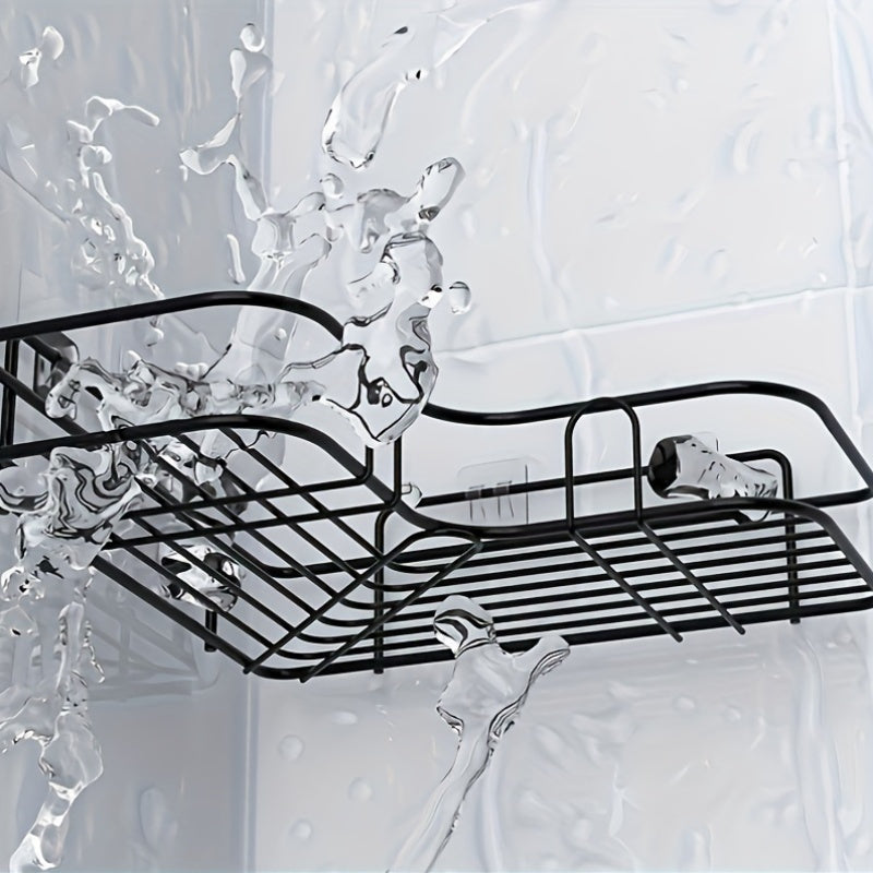 No-Drill Wall-Mounted Shower Shelf - Rustproof Metal Bathroom & Kitchen Storage Rack for Shampoo, Conditioner, and Essentials - Easy Installation, Ideal for Home and Hotel Use, RV Interior Accessory, Bathroom Organizers And Storage