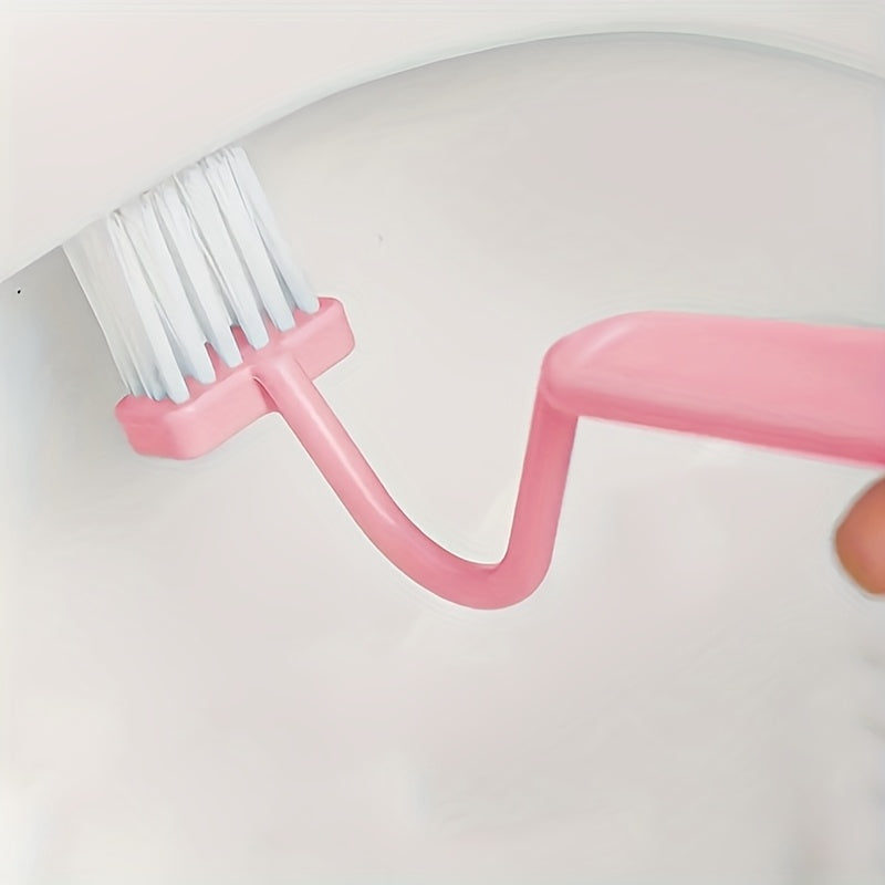 Ergonomic Pink V-Shaped Toilet Brush - Wall-Mounted, Manual, No-Scrub Design for Efficient Bathroom Corner Cleaning, Durable Plastic with Soft Bristles, Toilet Brush and Holder Set, Bathroom Cleaning Accessories