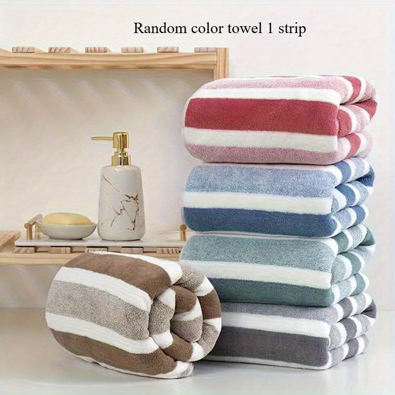 1pc Extra Large Lightweight Beach Towel and Bath Towel, Soft Striped Polyester Blend, Hand Wash Only, Tropical Style, Suitable for Adults, Pools, Travel, Camping, Cruise Ship Accessories - Seaside Towel