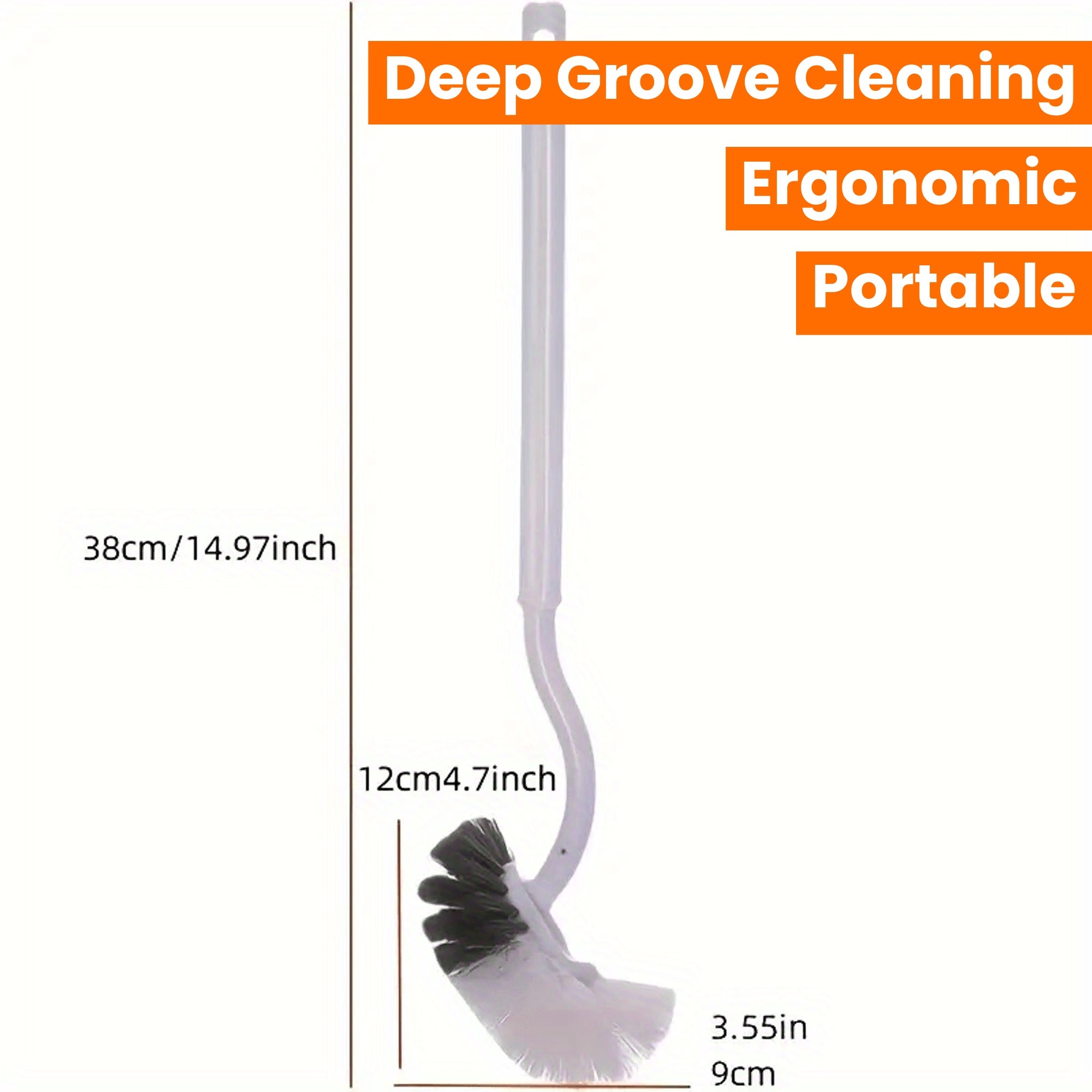 1pc Ergonomic C-Type Manual Toilet Brush with Long Handle - Deep Groove Cleaning for Bathroom, Toilet, Kitchen, Bedroom, Car - Reusable, Portable, No Electricity Needed, Plastic Material