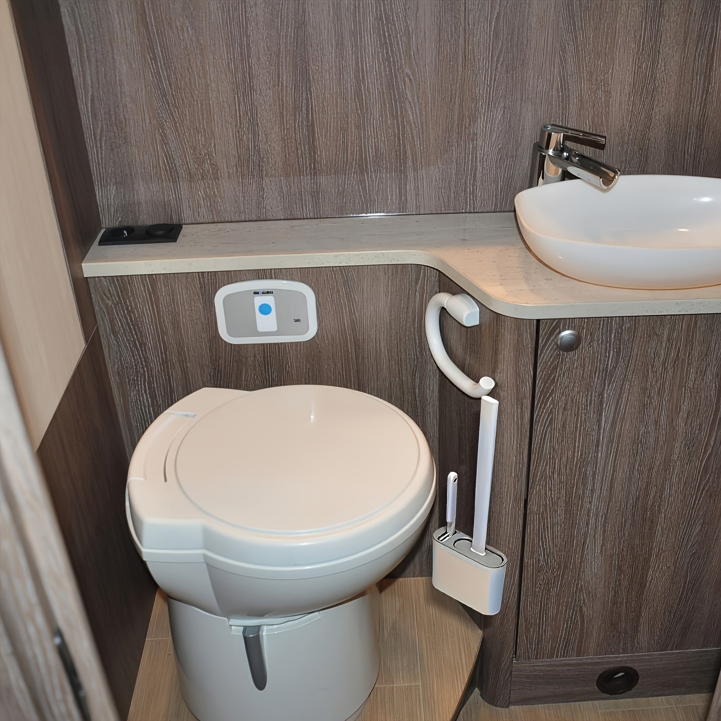 Toilet Brush Set with Wall Mounting, 1pc: Soft Silicone Head, Long Handle and Extra Small Brushes for Home Cleaning - A Must-have for RV Bathrooms