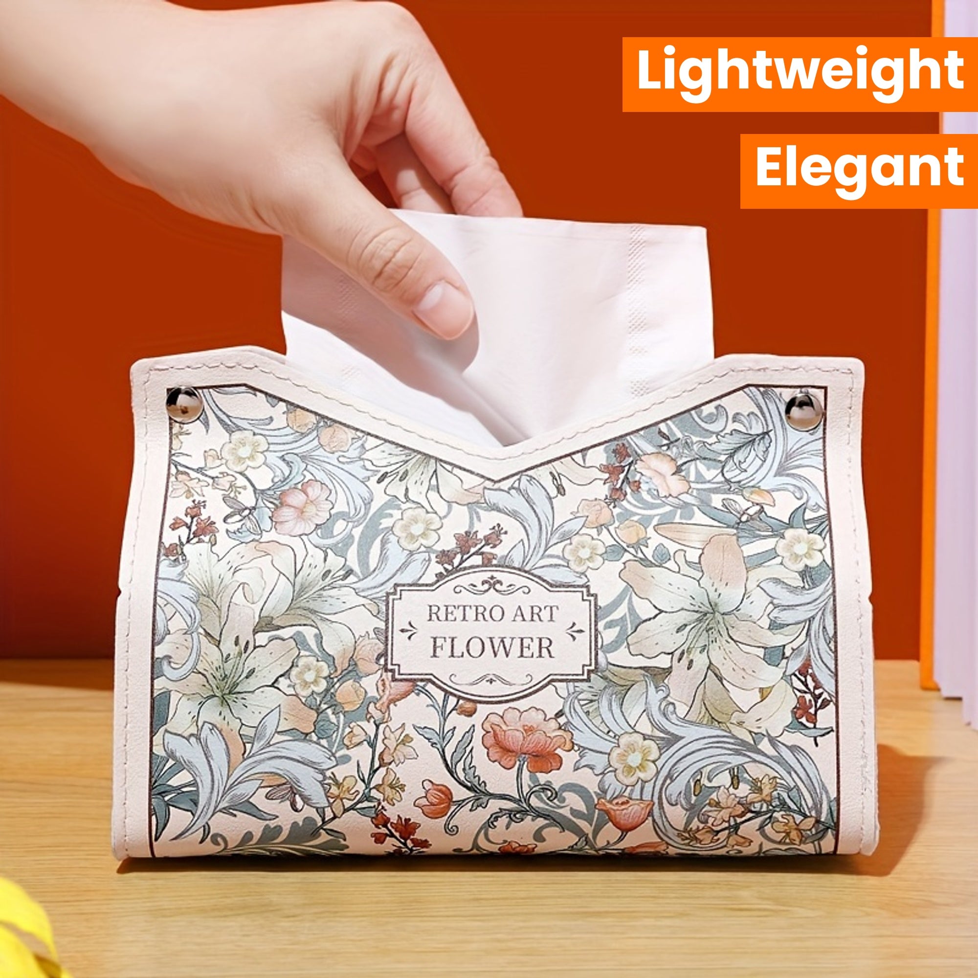 Vintage Floral Art PVC Tissue Box Cover - Elegant Retro Painted Napkin Holder for Living Room, Car, and Desktop Storage, Positioning Printing Design, Lightweight Handbag Organizer