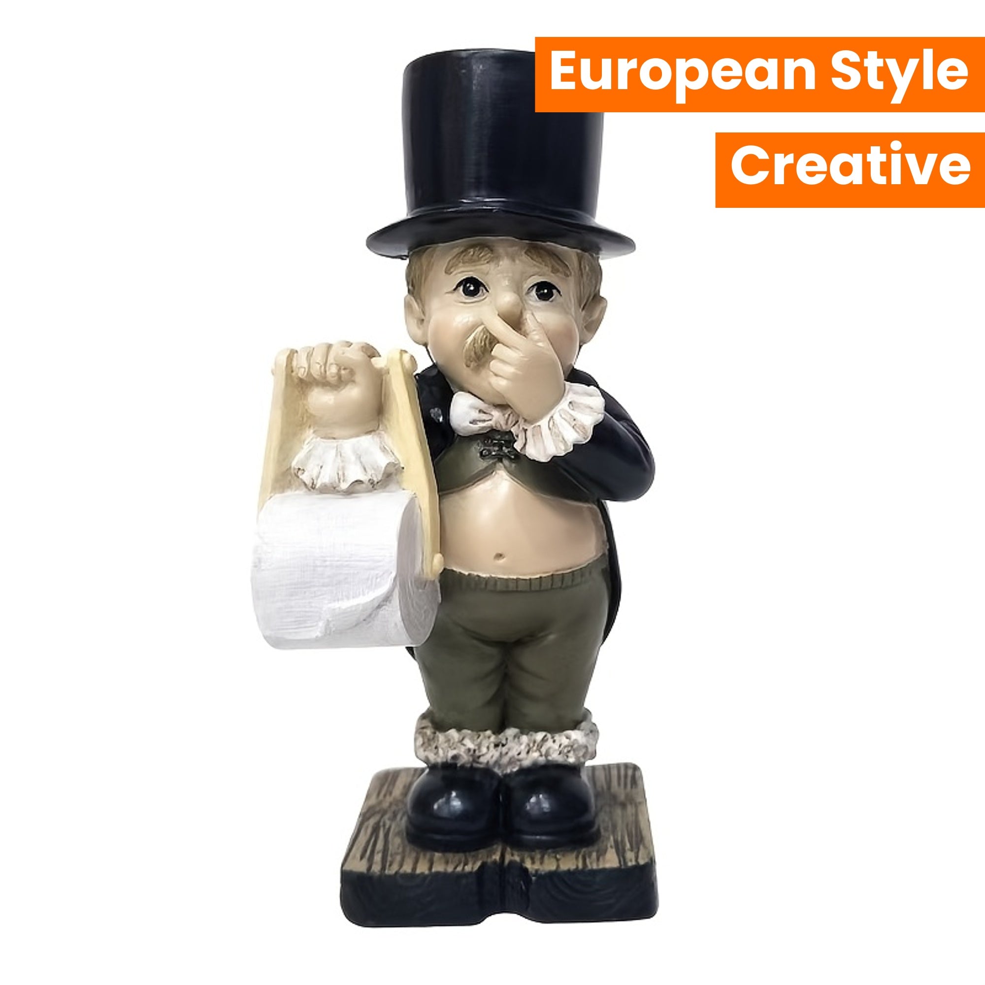 Room Decor Resin Gentleman Tissue Holder Figurine, Creative European Style Modern Simple Home Decor, Fashionable Personality Decoration for Bathroom and Office