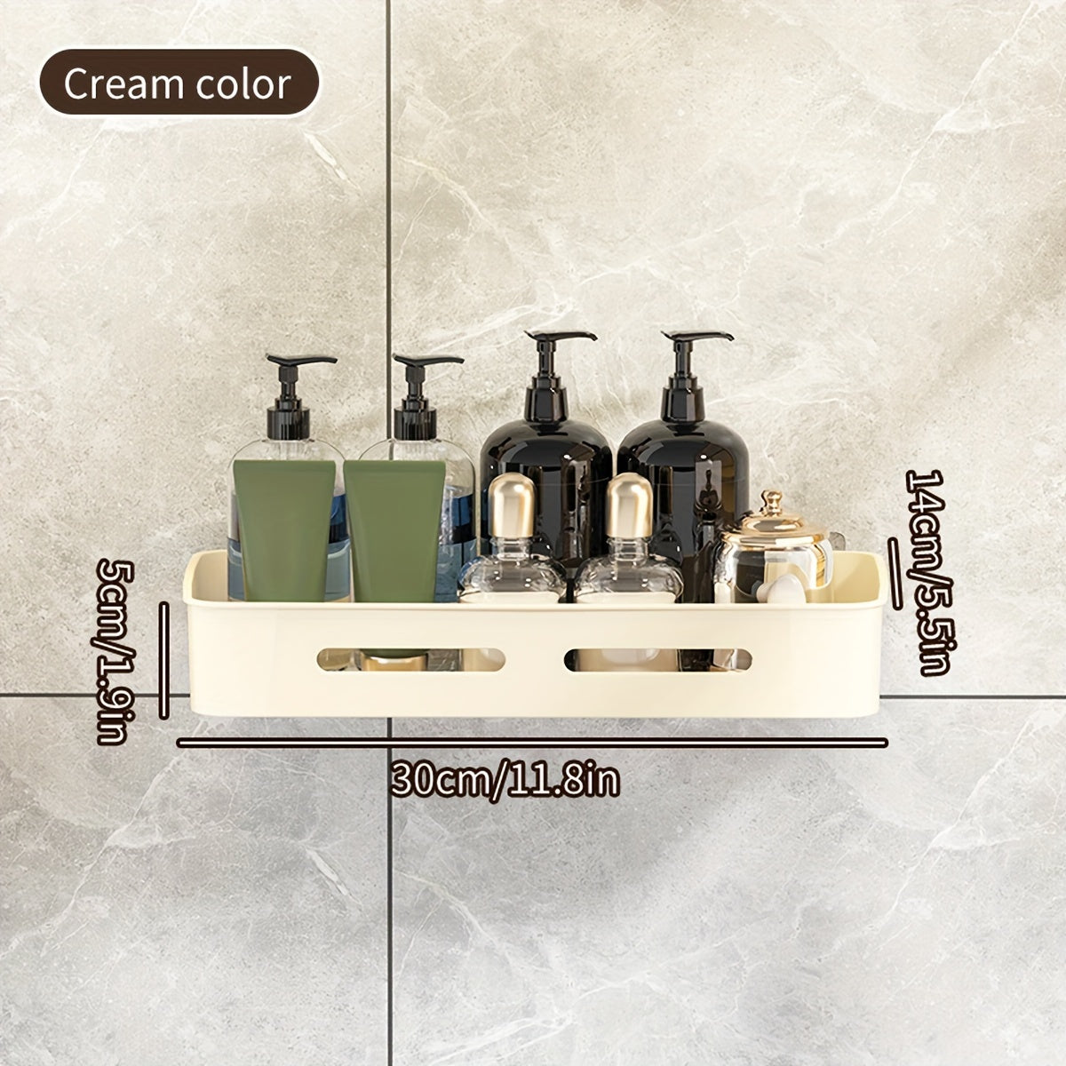 1\u002F2\u002F3pcs Long Rectangular PP Bathroom Wall Shelves - Space-Saving, No-Drill, Matte Finish, Ideal for Vanity and Shower Area Organization, Bathroom Shelves|Modern Bathroom Shelves|Durable Bathroom Shelves