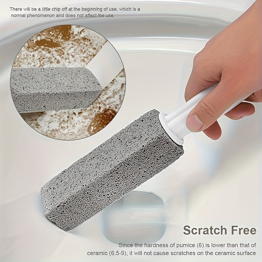 Pumice Stone Toilet Bowl Cleaner Brush - Stain Removal for Bathrooms, Patios & Poolside - Manual, Non-Scratch Cleaning Tool with Plastic Handle - Household Cleaning Essentials, Bathroom Cleaning Tool|Pumice Stone Brush|Nonstick Surface Brush