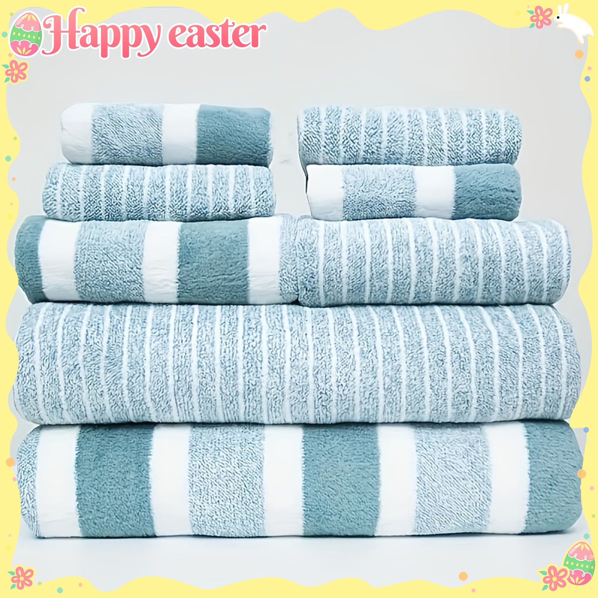 Deluxe Striped Towel Set Featuring a Short Hand Towel And a Long Bath Towel - Highly Absorbent, Fast-Drying, And Soft, Perfect for Family Use, Hotels, RV Trips, Outdoor Activities, Spas, And Salons - Comes with One Bath Towel And One Hand Towel.