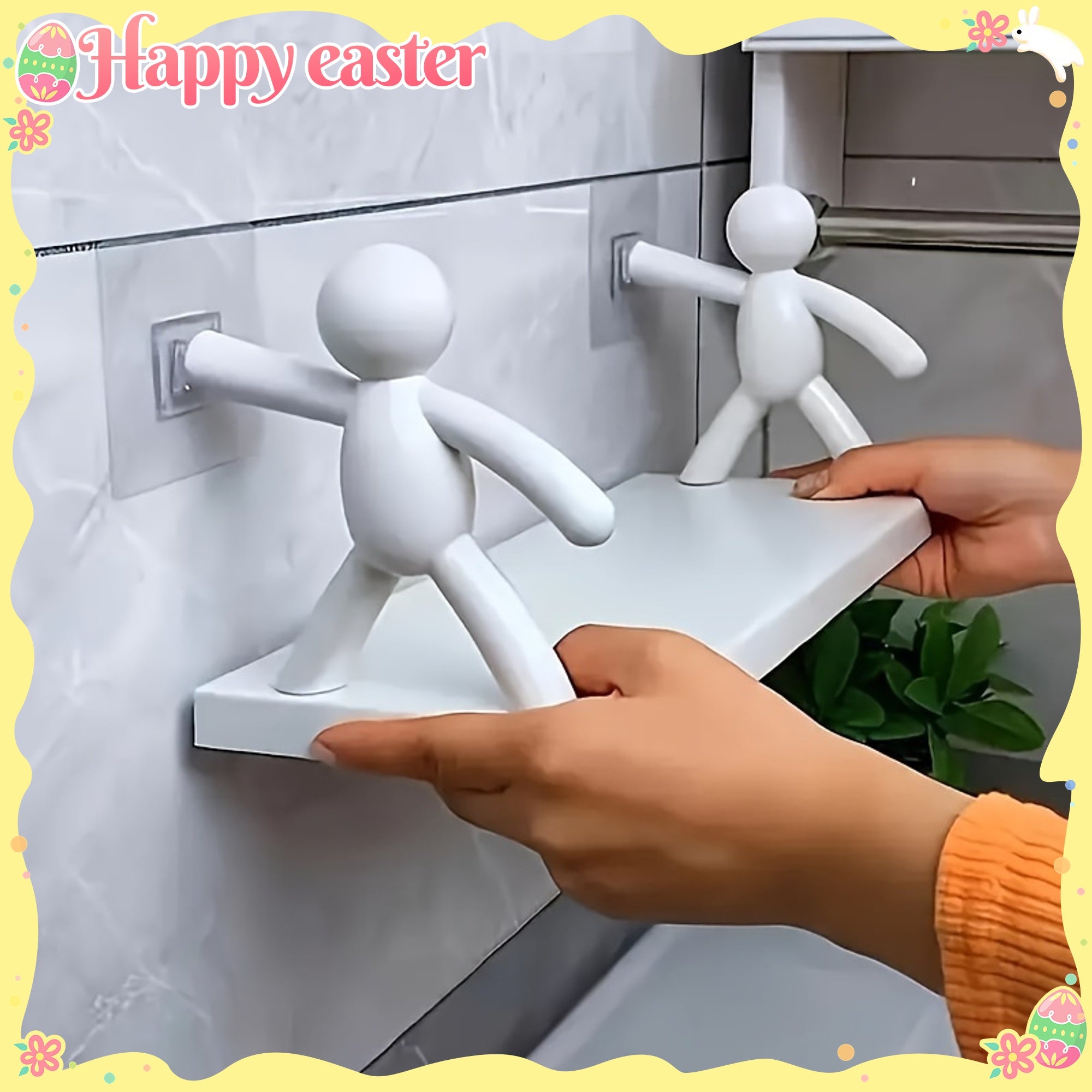 Chic Humanoid Wall-Mounted Storage Shelf - Modern Plastic Organizer for Kitchen & Bathroom